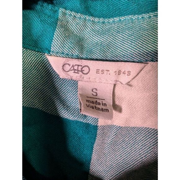 Cato Green and White Plaid Button Up Tunic/Dress Women's Small - Picture 3 of 6